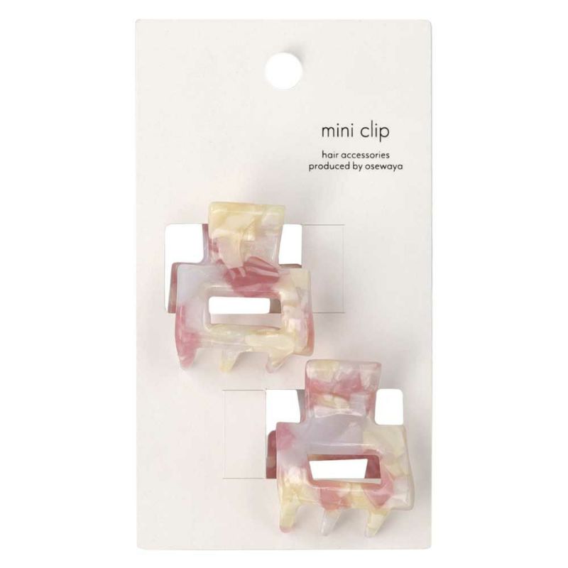 ヘアクリップ mini clip マーブル レクタングル 2個セット ミニ バンスクリップ
