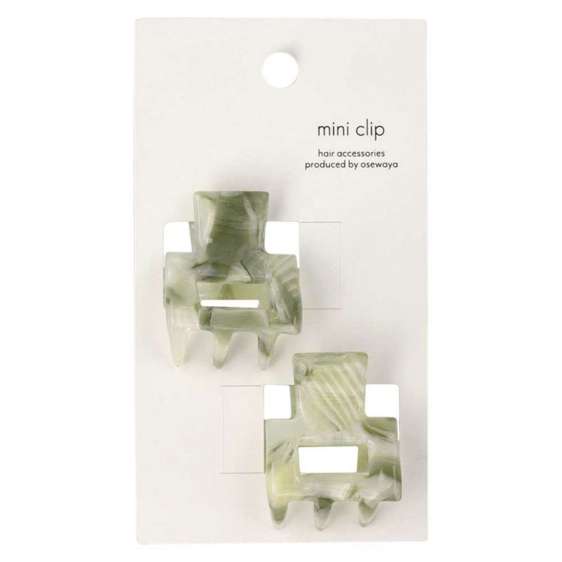 ヘアクリップ mini clip マーブル レクタングル 2個セット ミニ バンスクリップ