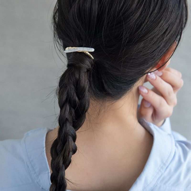 ヘアカフ メタル マーブル クロス ライン ヘアポニー ポニーフック