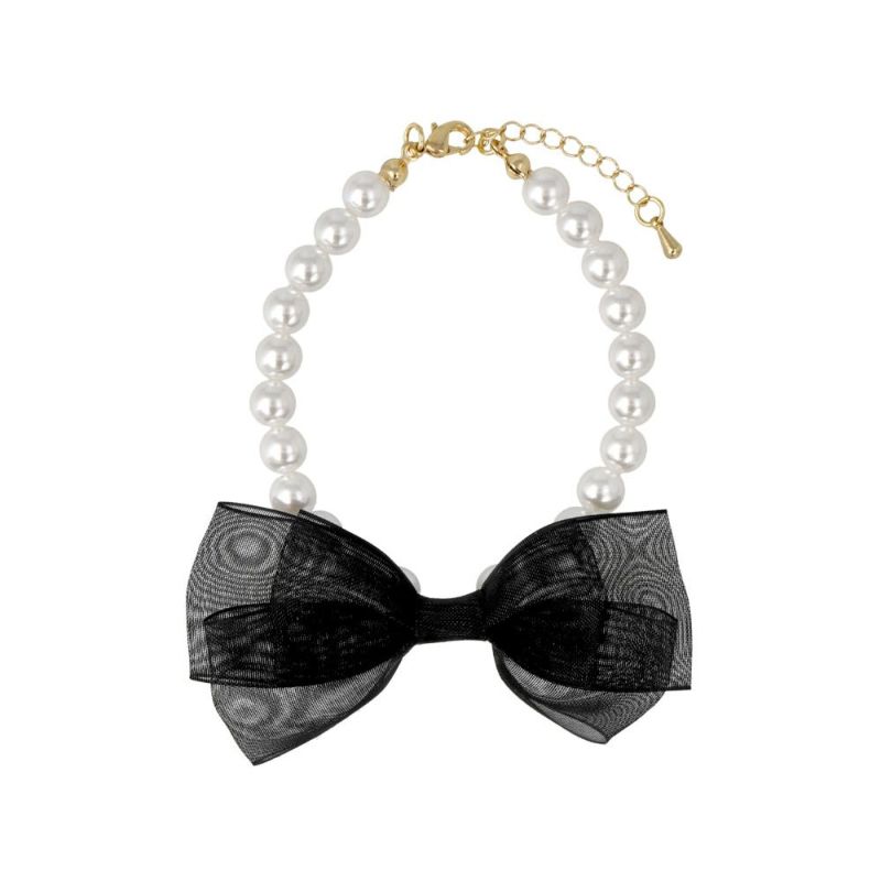 ブレスレット ニッケルフリー パール ブラック シアー リボン ブレスレット