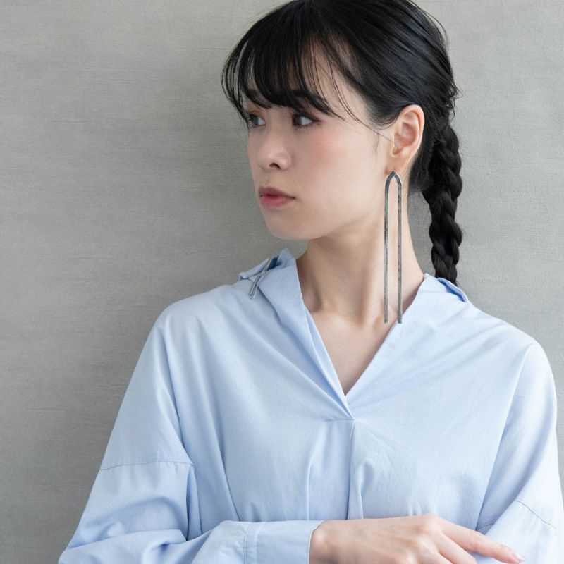 ピアス ニッケルフリー メタル ロング スネーク チェーン スタッドピアス