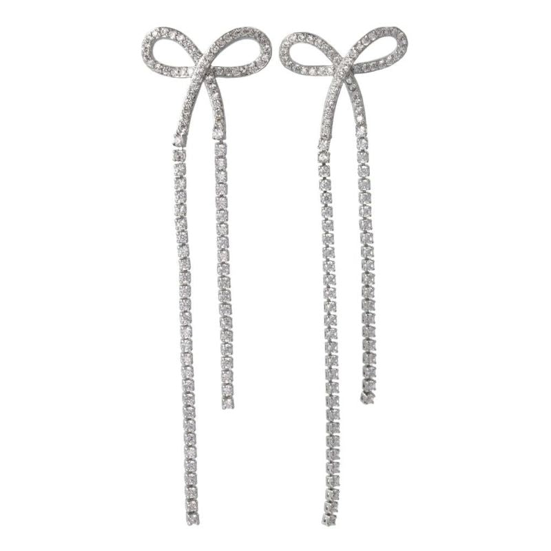 ピアス ニッケルフリー メタル キュービックジルコニア ロングリボン スタッドピアス