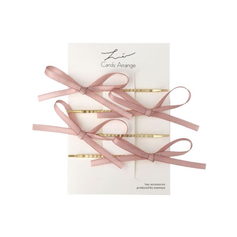 ヘアピン Candy Arrange スリム リボン 4本セット アメピン
