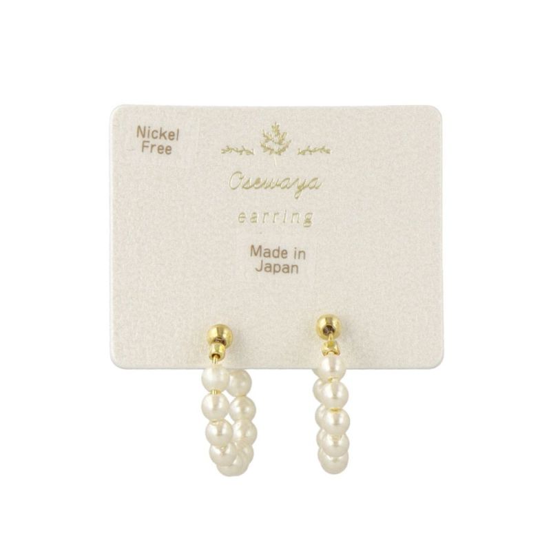 イヤリング ニッケルフリー メタル パール シリコンカバー付き フープイヤリング