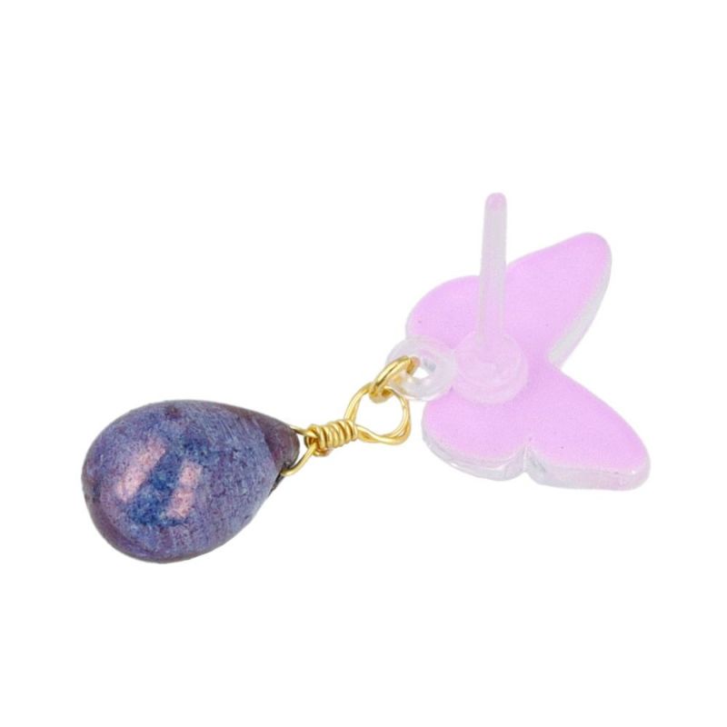樹脂ピアス バタフライ ドロップ クリア ビーズ スタッドピアス