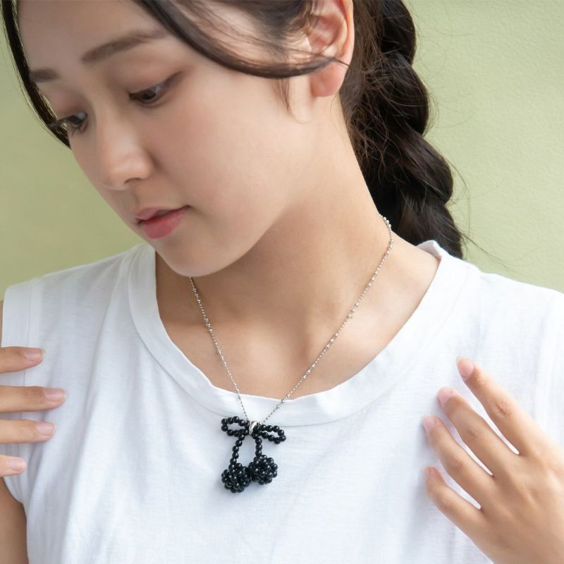 ネックレス yura ニッケルフリー メタル ビーズ チェリー ボールチェーン ペンダントネックレス