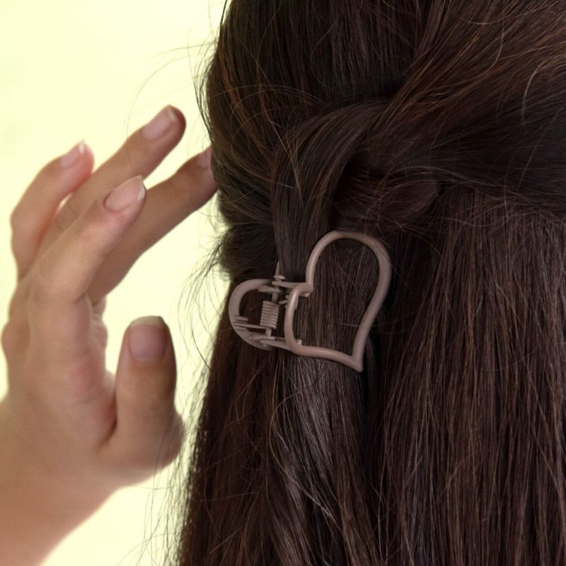 ヘアクリップ ハート マットカラー ミニ バンスクリップ