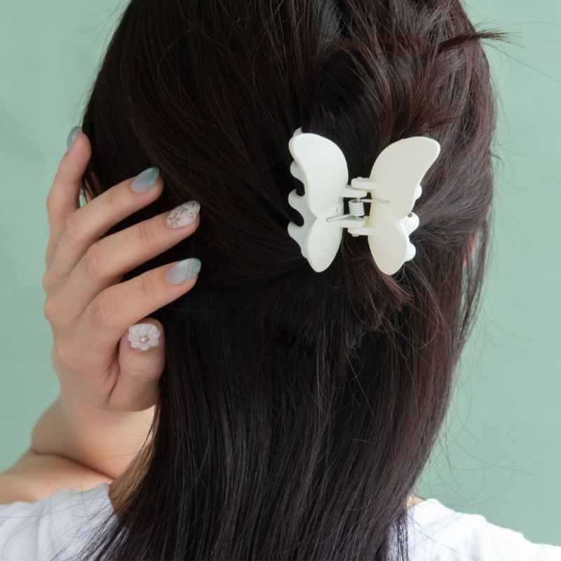 ヘアクリップ バタフライ 蝶 ビッグ マットカラー バンスクリップ