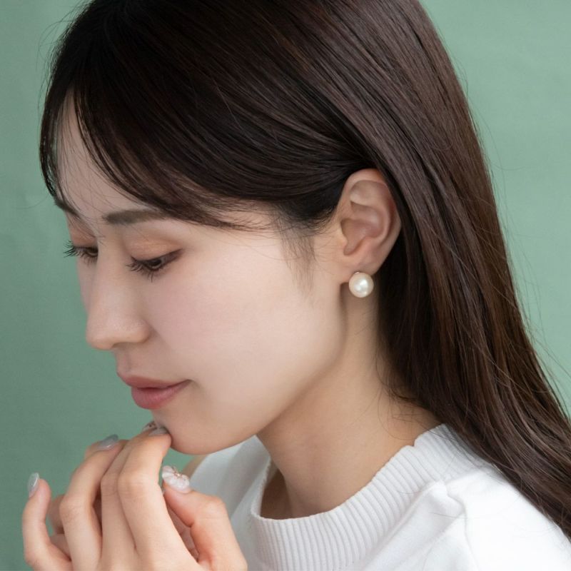 ピアス ニッケルフリー パール 1粒 11mm チタンポスト スタッドピアス