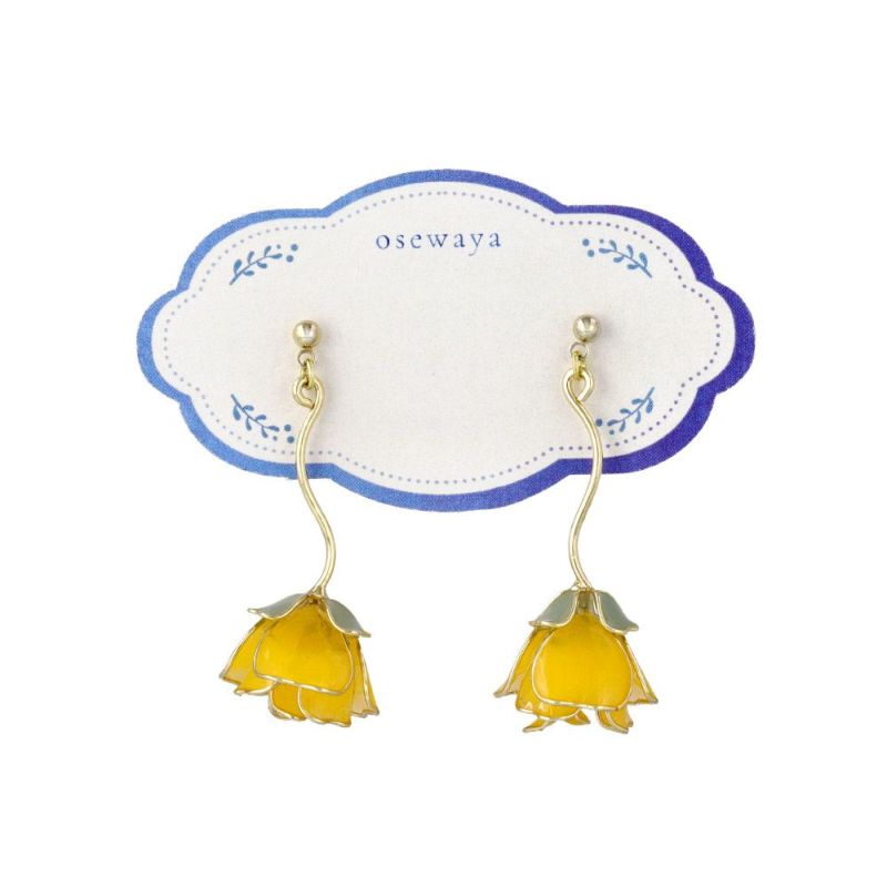 ピアス 薔薇 ローズ ワイヤーフラワー ウェーブ メタル ステンレスポスト スタッドピアス