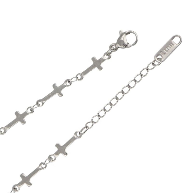 ブレスレット ステンレス 十字架 クロス オーバル カラー チェーンブレスレット