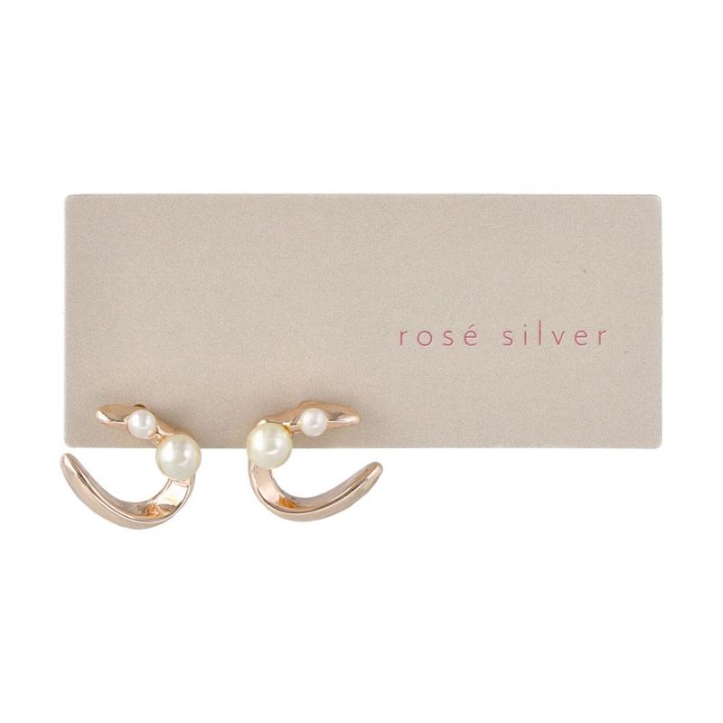 ピアス ニッケルフリー ロゼシルバー ダブル パール 馬蹄 ホースシュー チタンポスト スタッドピアス