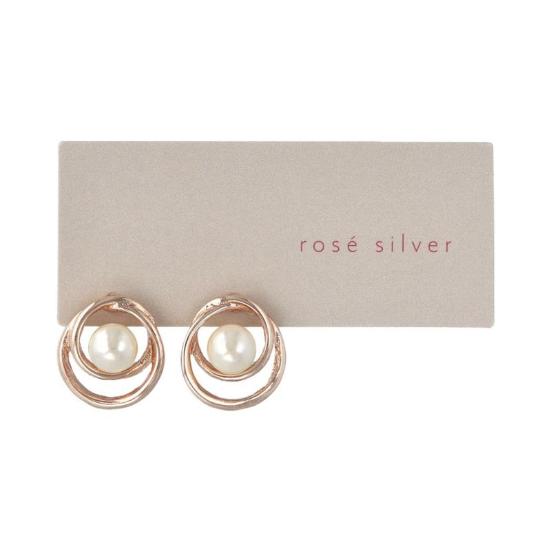 ピアス ニッケルフリー ロゼシルバー クロス リング パール チタンポスト スタッドピアス