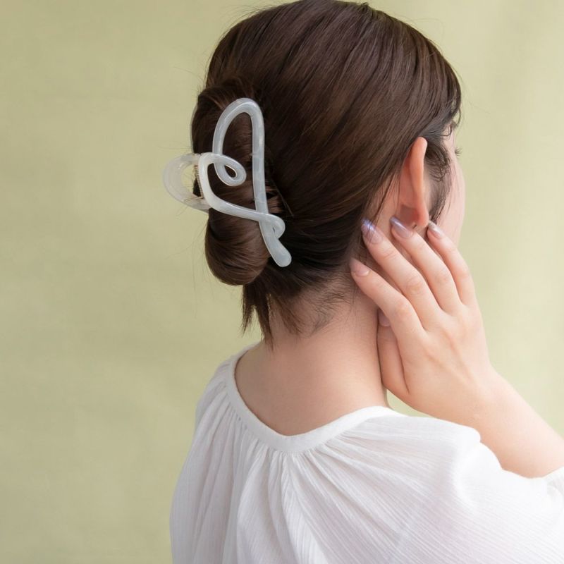 ヘアクリップ ハート ライン カラー バンスクリップ