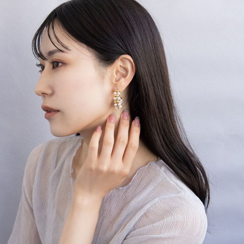 ピアス メタル リング パール ステンレスポスト C型 スタッドピアス
