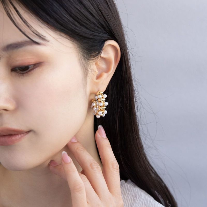ピアス メタル リング パール ステンレスポスト C型 スタッドピアス