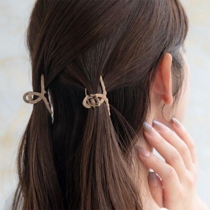 ヘアクリップ mini clip マットカラー キルティング風 ロール 2個セット ミニバンスクリップ