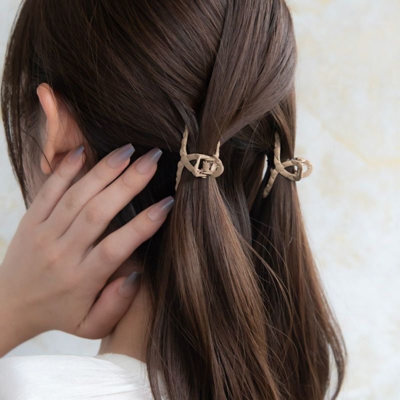 ヘアクリップ mini clip マットカラー キルティング風 ロール 2個セット ミニバンスクリップ