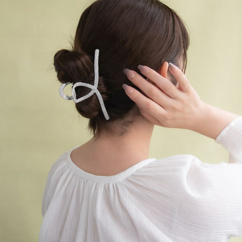 ヘアクリップ シマー ラメ カラー メタル ロール バンスクリップ