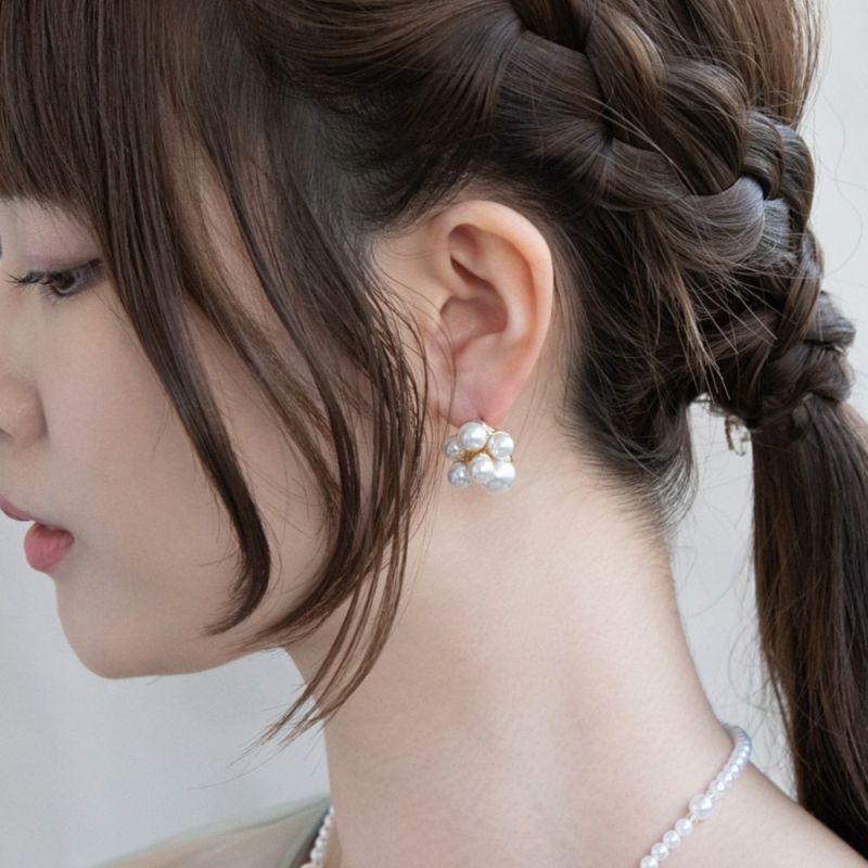 Classy ピアス ニッケルフリー メタル バブル パール チタンポスト スタッドピアス
