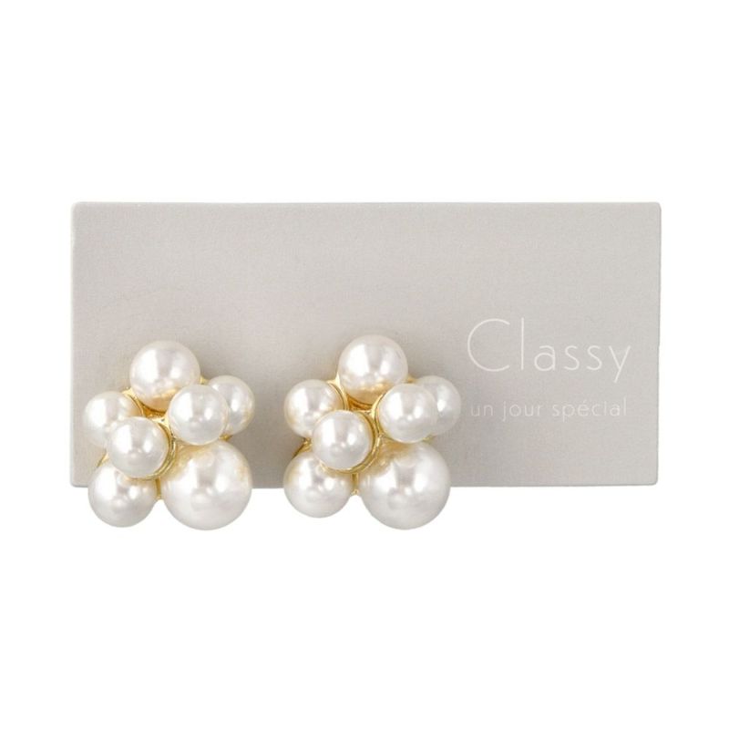 Classy ピアス ニッケルフリー メタル バブル パール チタンポスト スタッドピアス