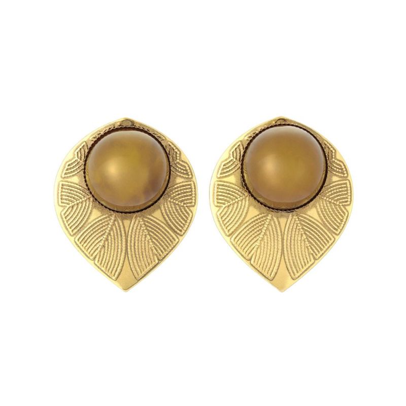 【LIMITED NUMBER】70's USAparts ピアス ニッケルフリー メタル リーフ マーブル チタンポスト スタッドピアス