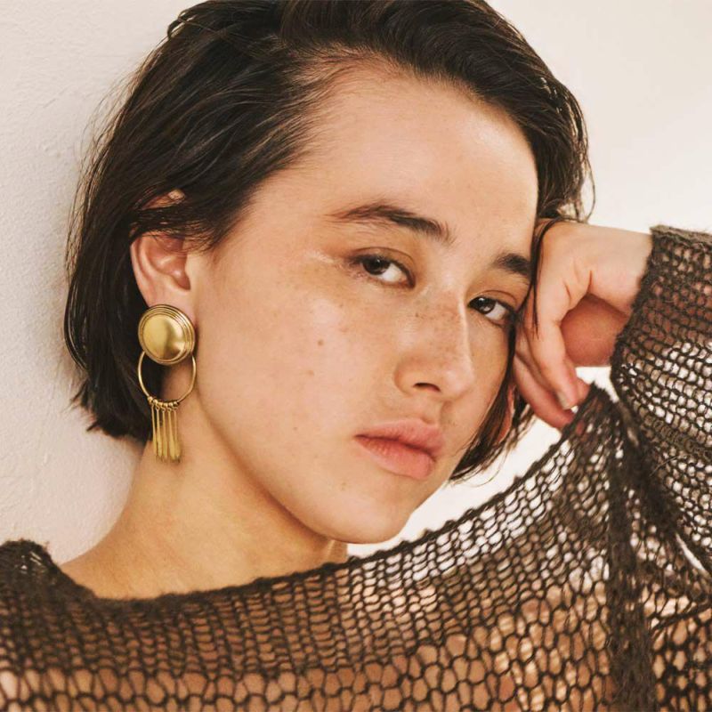 【LIMITED NUMBER】70's USAparts ピアス ニッケルフリー メタル サークル コンチョ リング ビーズ フリンジ バックキャッチ チタンポスト スタッドピアス