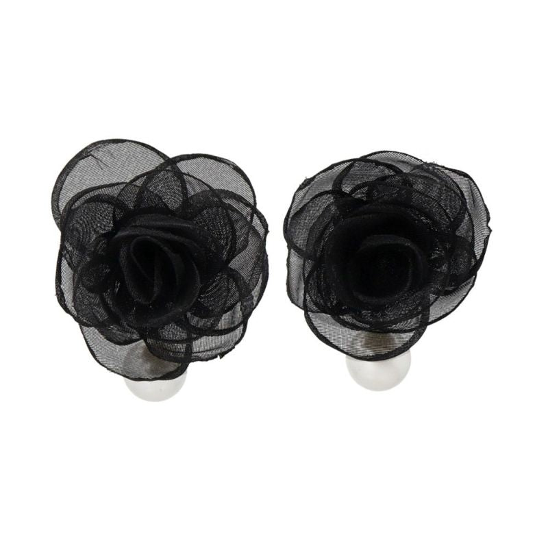 ピアス ニッケルフリー シアー ビッグ フラワー ローズ 薔薇 パール ステンレスポスト スタッドピアス