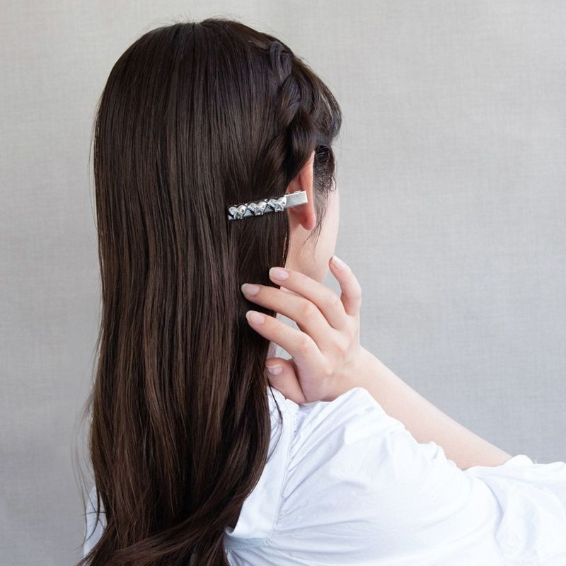 ヘアクリップ yura メタル トリプル ハート リボン ミニクリップ