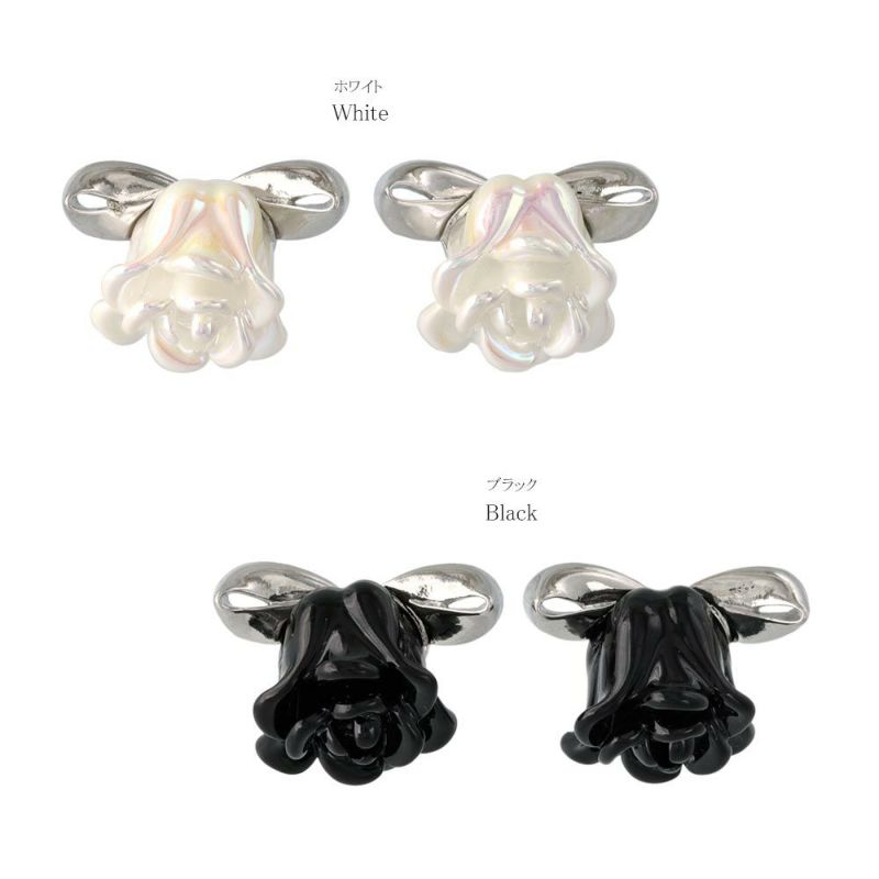 ピアス yura ニッケルフリー メタル フラワー ローズ バラ 薔薇 チタンポスト スタッドピアス