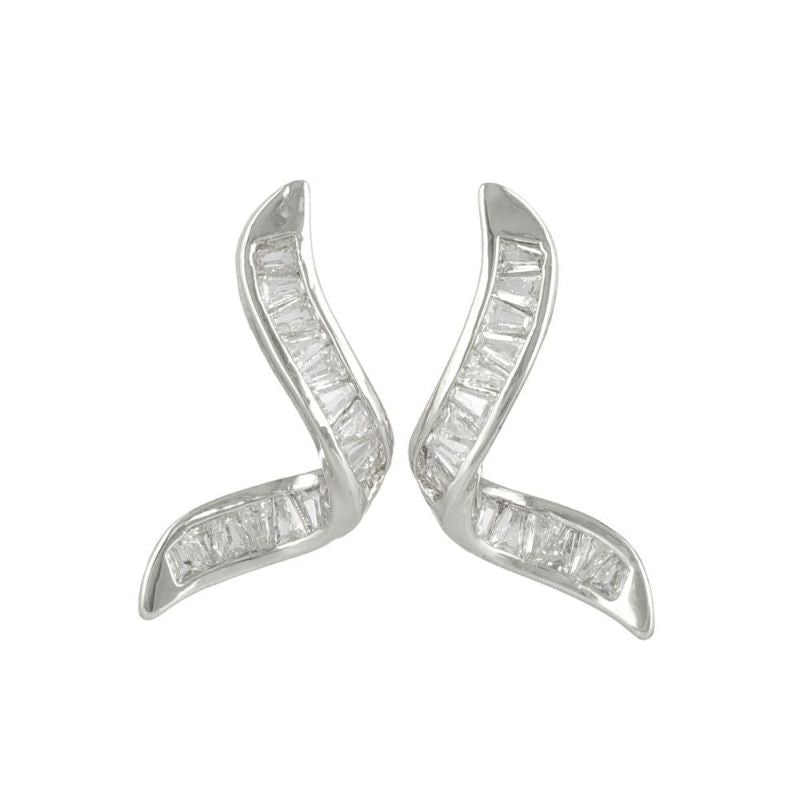 ピアス ニッケルフリー メタル キュービックジルコニア ウェーブ ライン ステンレスポスト スタッドピアス