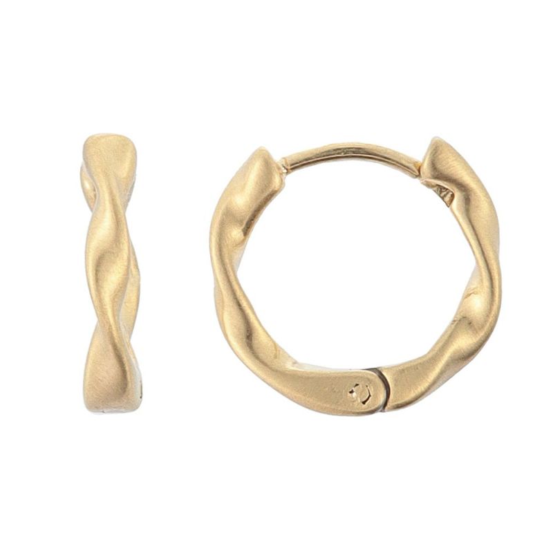 【LIMITED NUMBER】STAINLESS collection ピアス メタル ツイスト ライン ワンタッチ フープピアス