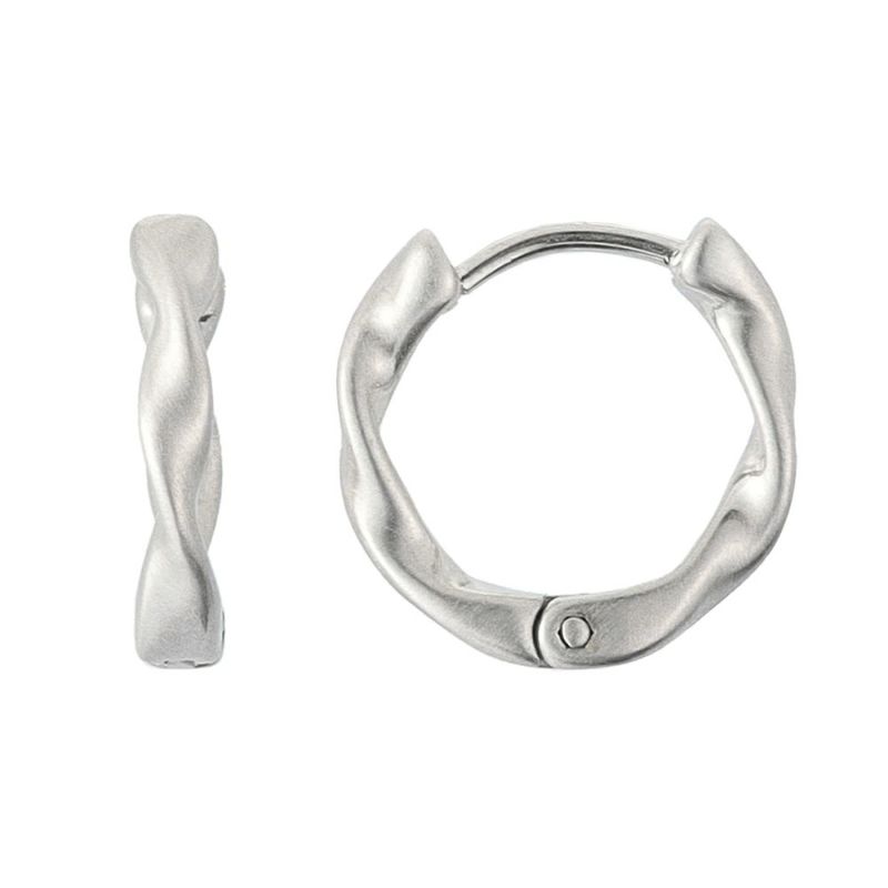 【LIMITED NUMBER】STAINLESS collection ピアス メタル ツイスト ライン ワンタッチ フープピアス