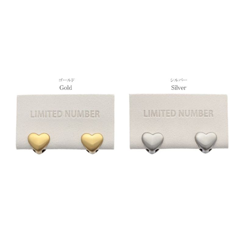 【LIMITED NUMBER】STAINLESS collection ピアス メタル ハート ワンタッチ フープピアス