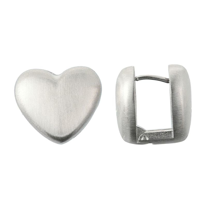 【LIMITED NUMBER】STAINLESS collection ピアス メタル ハート ワンタッチ フープピアス