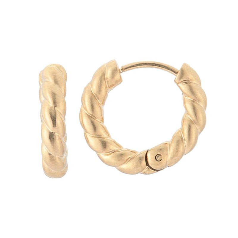 【LIMITED NUMBER】STAINLESS collection ピアス メタル ツイスト ワンタッチ フープピアス