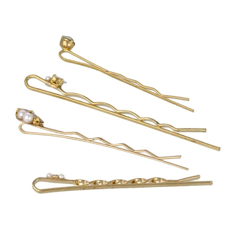 Classy ヘアアレンジセット ヘアクリップ ヘアピン メタル ミニ ストーン パール 5個セット アメピン ロール バンスクリップ