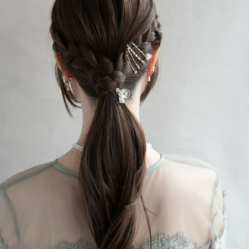 Classy ヘアアレンジセット ヘアクリップ ヘアピン メタル ミニ ストーン パール 5個セット アメピン ロール バンスクリップ