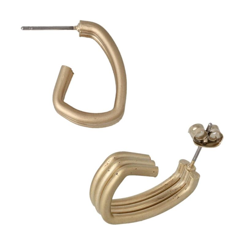 ピアス sable gold サブルゴールド メタル スリー ライン カーブ ステンレスポスト C型 スタッドピアス