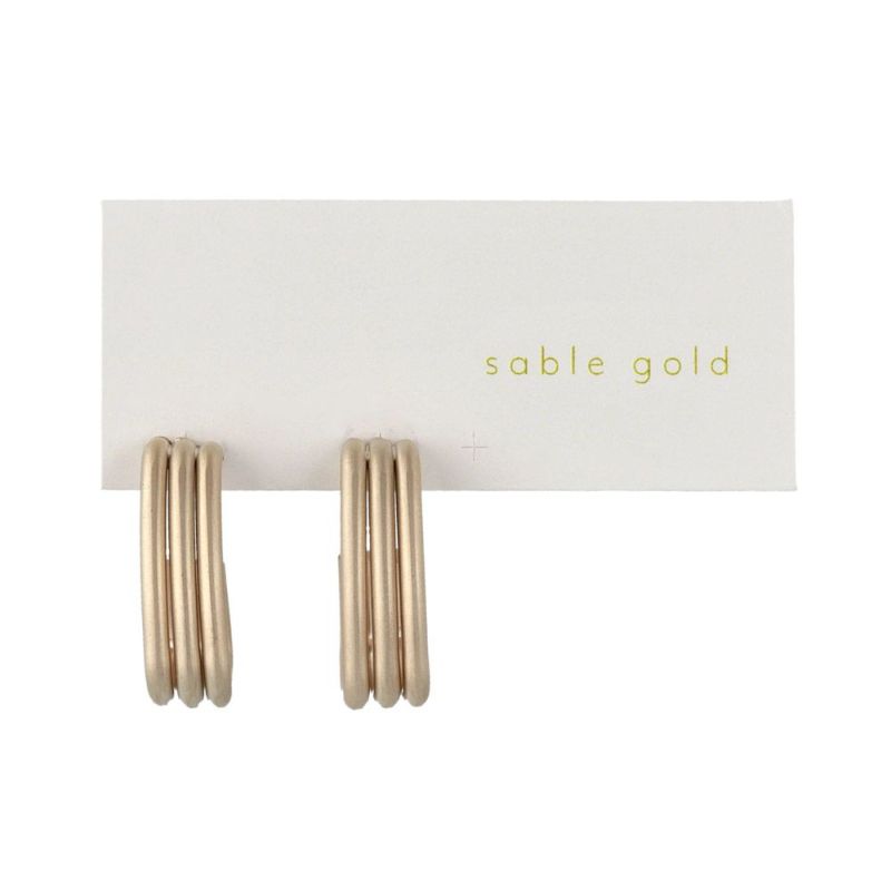 ピアス sable gold サブルゴールド メタル スリー ライン カーブ ステンレスポスト C型 スタッドピアス