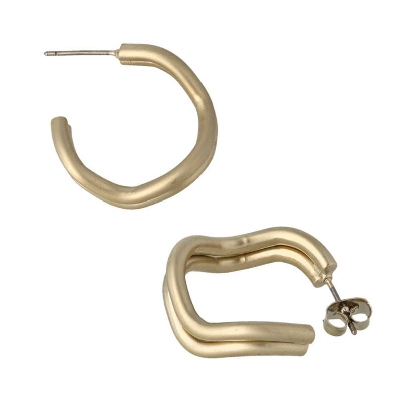 ピアス sable gold サブルゴールド メタル ダブル ライン ウェーブ ステンレスポスト C型 スタッドピアス