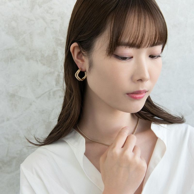 ピアス sable gold サブルゴールド メタル ダブル ライン ウェーブ ステンレスポスト C型 スタッドピアス