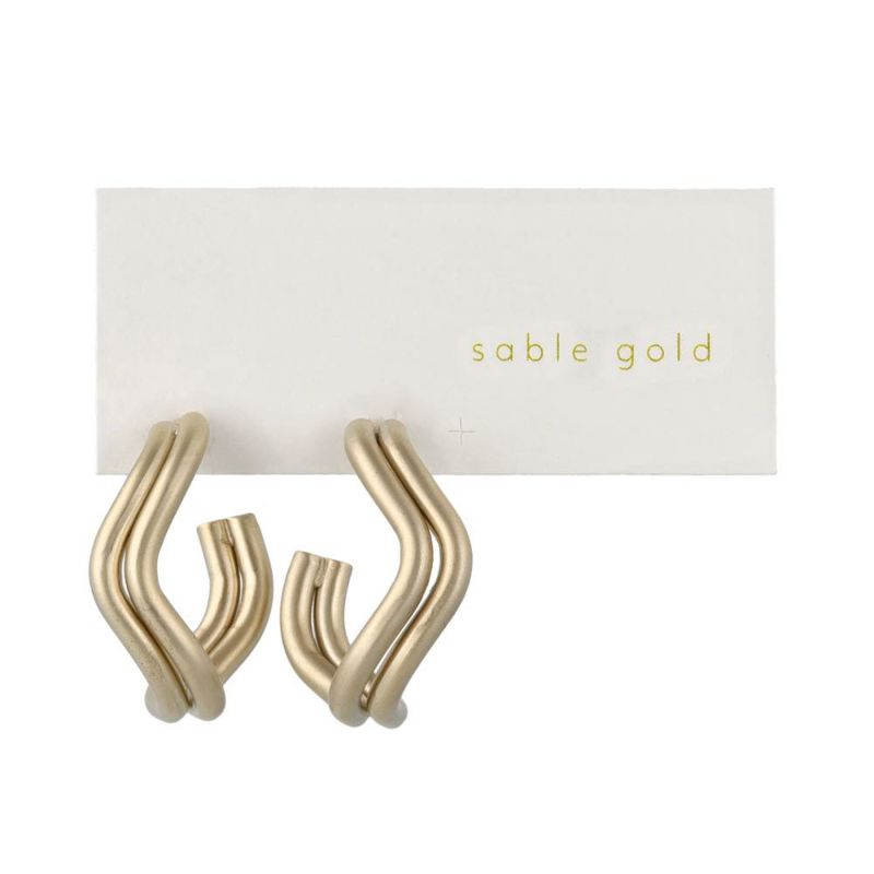 ピアス sable gold サブルゴールド メタル ダブル ライン ウェーブ ステンレスポスト C型 スタッドピアス