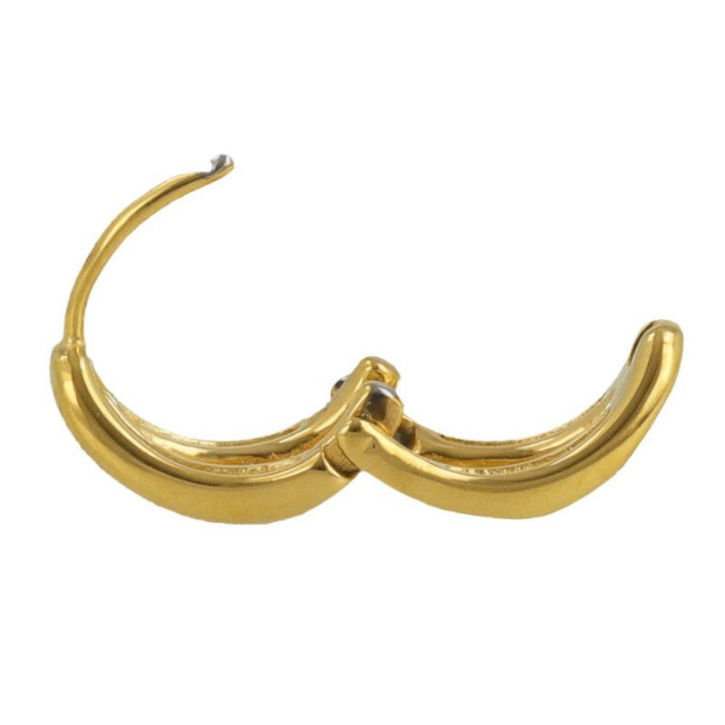 ピアス ステンレス ダブル ライン ステンレスポスト ワンタッチ キャッチレス フープピアス