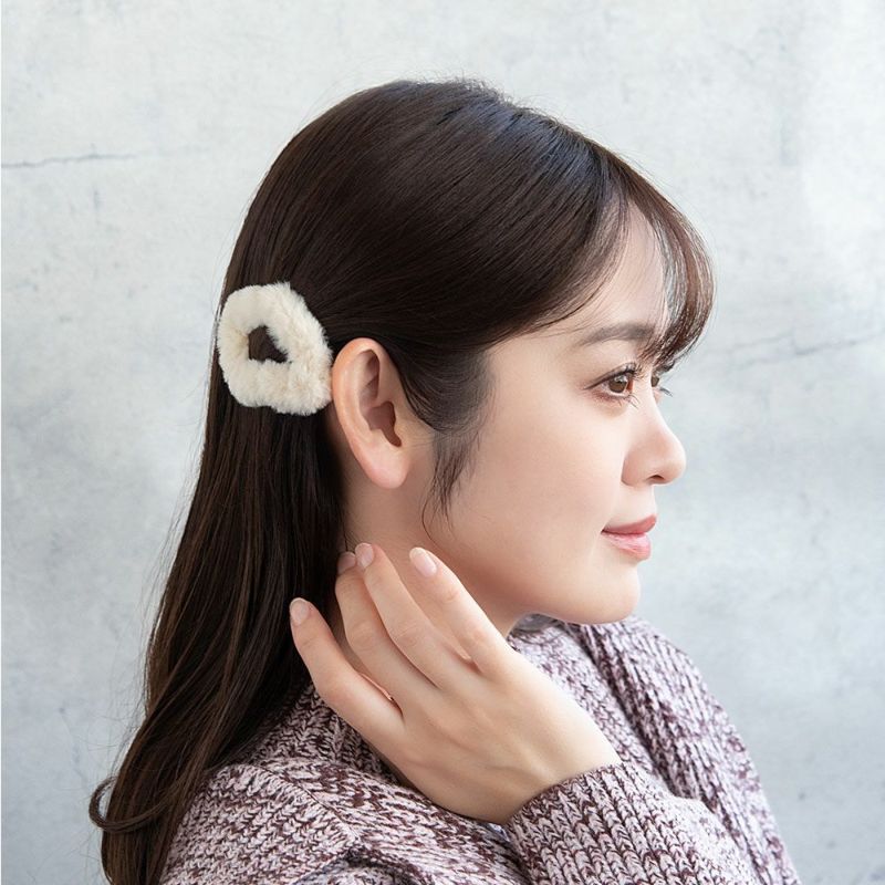 ヘアピン エコファー ふわもこ ウェーブ オーバル フレーム スリーピン