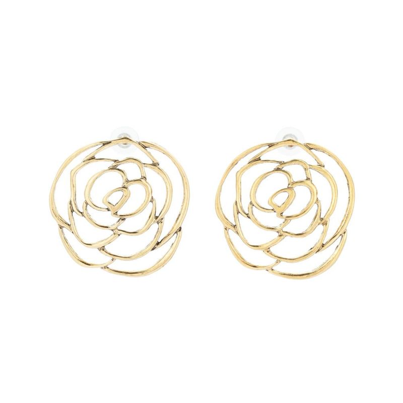 【LIMITED NUMBER】Vintage Like ピアス ニッケルフリー メタル フラワー バラ 透かし ビッグ チタンポスト スタッドピアス