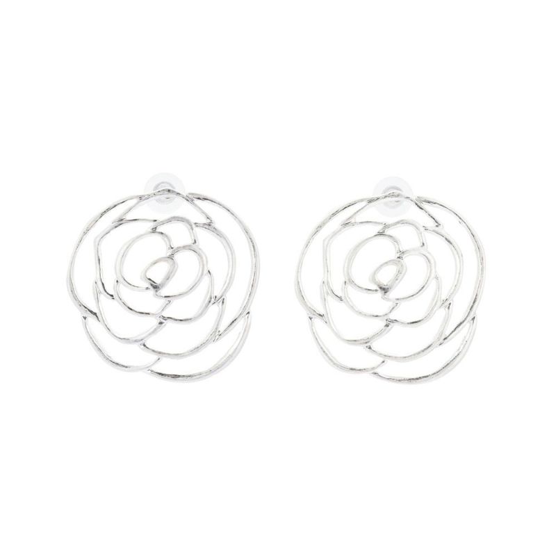 【LIMITED NUMBER】Vintage Like ピアス ニッケルフリー メタル フラワー バラ 透かし ビッグ チタンポスト スタッドピアス