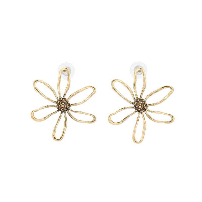 【LIMITED NUMBER】Vintage Like ピアス ニッケルフリー メタル フラワー コスモス 透かし チタンポスト スタッドピアス