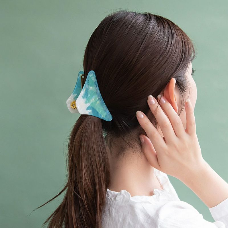 ヘアクリップ ニッケルフリー メタル 富士山 マーブル 90mm バンスクリップ