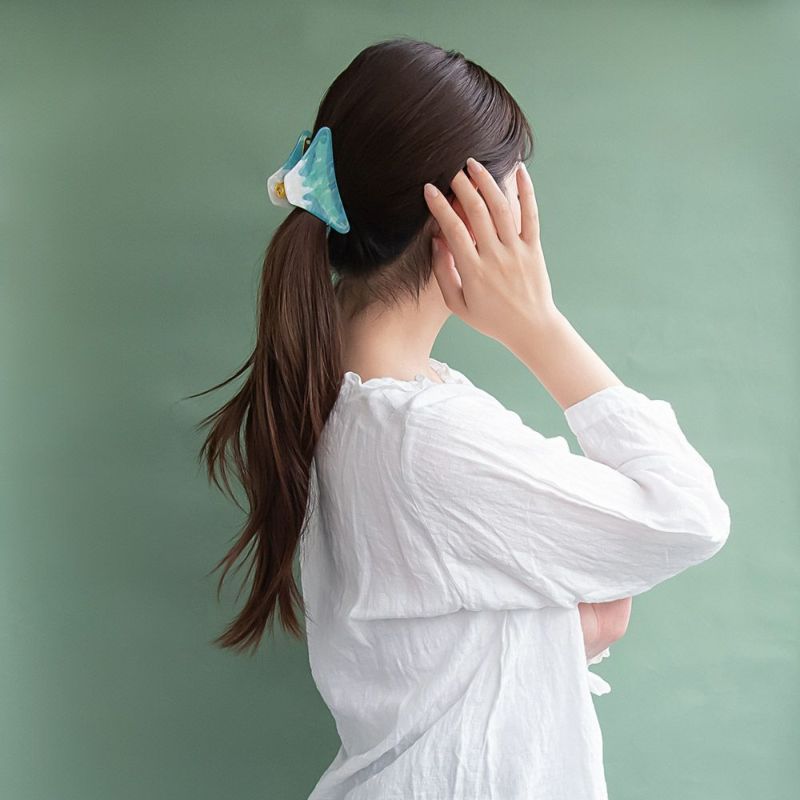 ヘアクリップ ニッケルフリー メタル 富士山 マーブル 90mm バンスクリップ